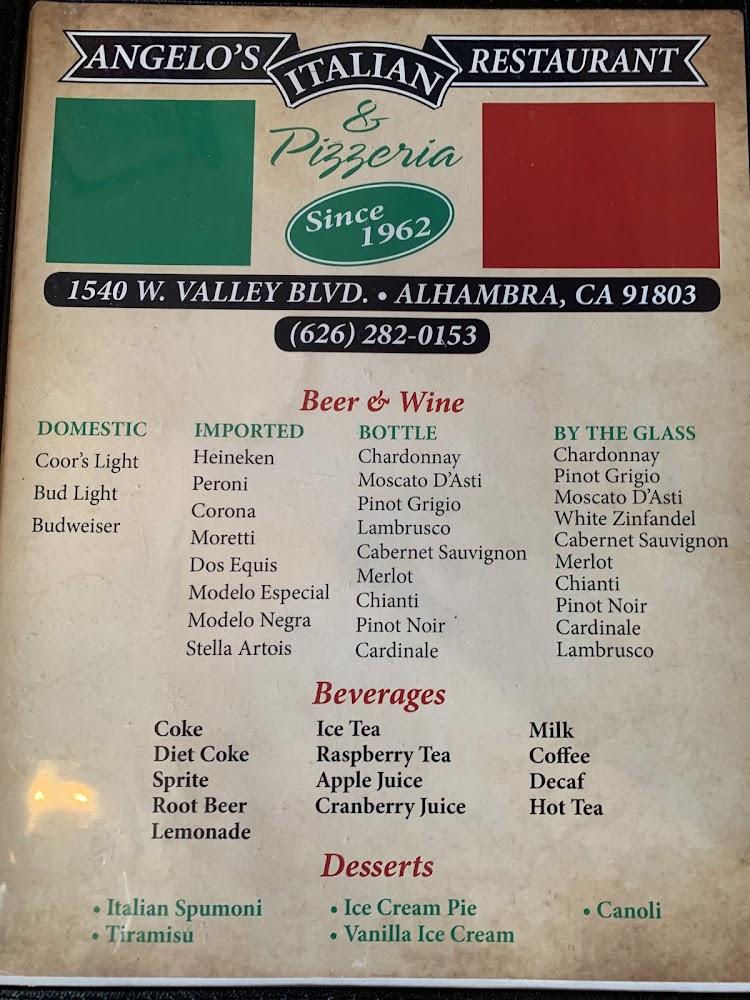 Angelo's Italian Restaurant & Pizzeria Menu image 4